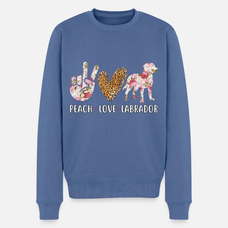 PEACH LOVE LABRADOR - Männer Premium Bio Pullover - Taubenblau