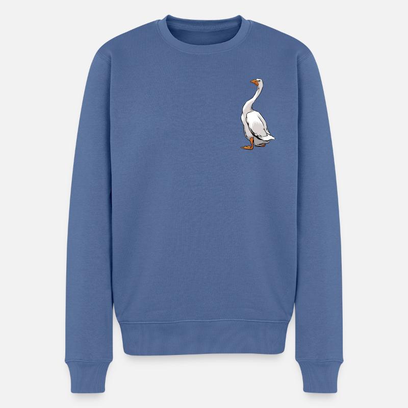 lustige Gans - skeptisch und wachsam - Gänsefan - Männer Premium Bio Pullover - Taubenblau