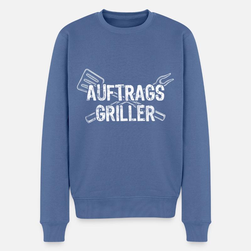 Auftragsgriller lustiges Grill Outfit - Männer Premium Bio Pullover - Taubenblau