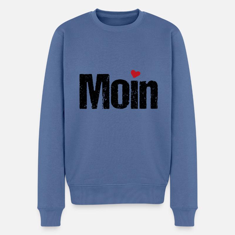 Moin Herz - Pull Premium bio Homme - bleu pigeon
