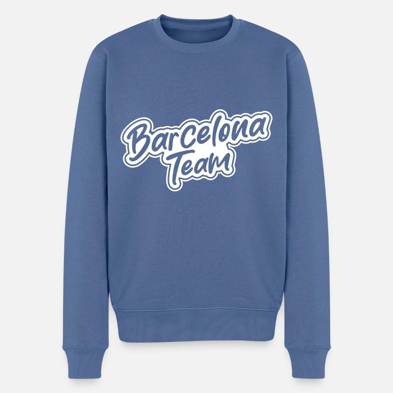 Barcelona Team - Männer Premium Bio Pullover - Taubenblau