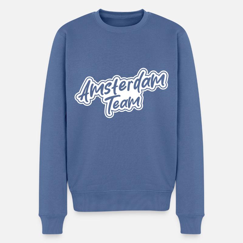 Amsterdam Team - Männer Premium Bio Pullover - Taubenblau