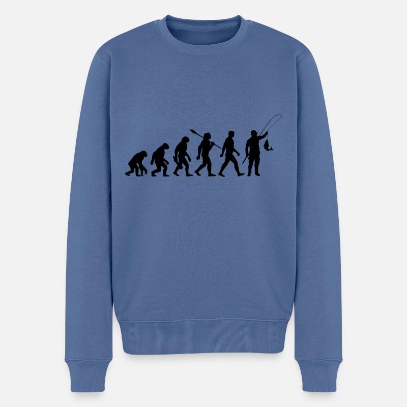 Evolution - Pêche - Pêcheurs - Pêcher - Pull Premium bio Homme - bleu pigeon