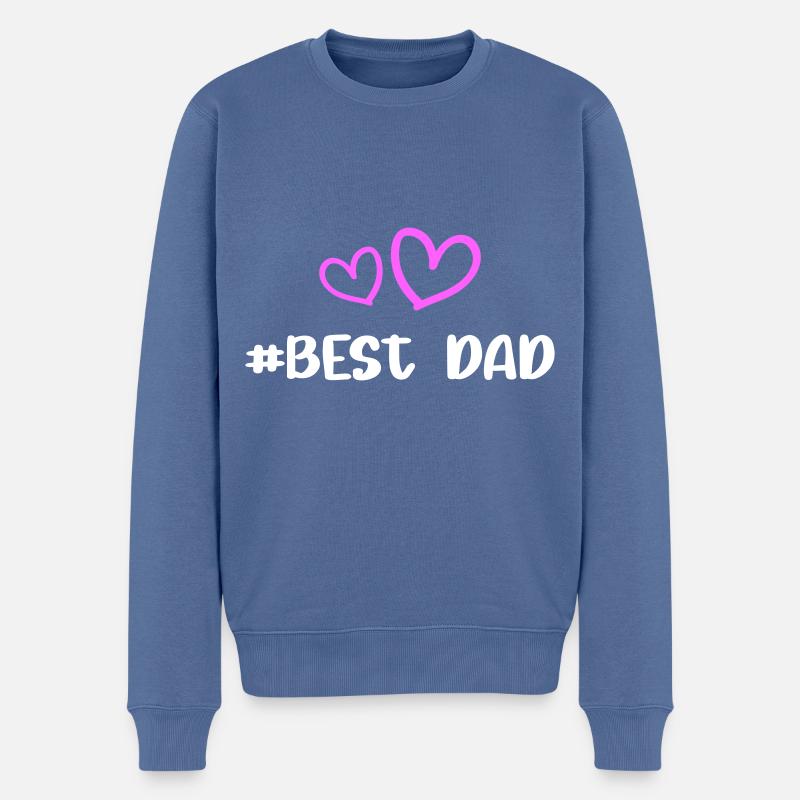 Best Dad Herz Liebe - Männer Premium Bio Pullover - Taubenblau