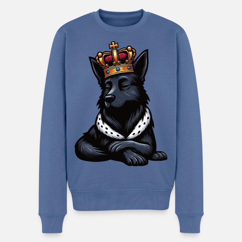 Schwarzer Schäferhund Schäferhundbesitzer  - Männer Premium Bio Pullover - Taubenblau