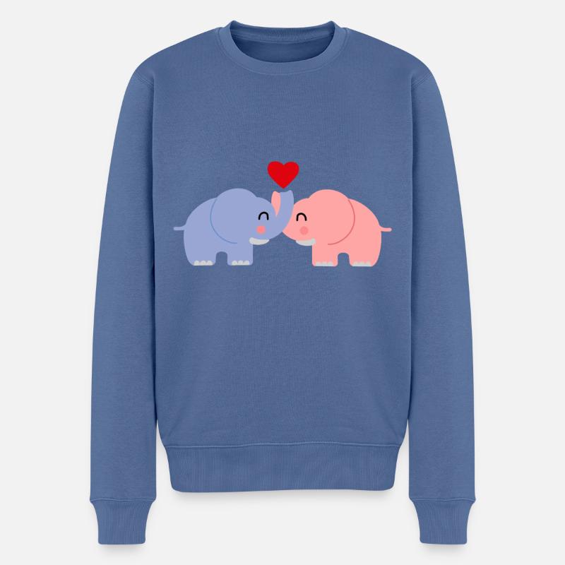 Éléphant Amour couple - Pull Premium bio Homme - bleu pigeon