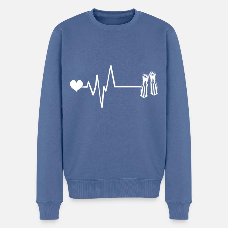 Taucherflossen puls herz - Männer Premium Bio Pullover - Taubenblau