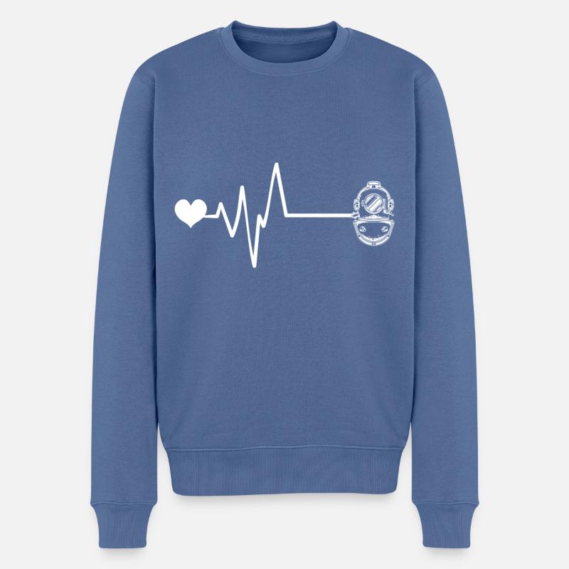 Tauchen Apnoe Herzschlag - Männer Premium Bio Pullover - Taubenblau