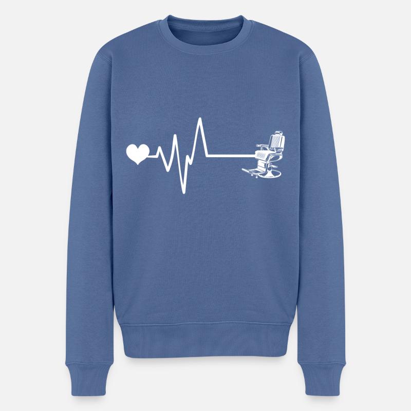 Barber Friseur Stuhl Puls Herz Liebe - Männer Premium Bio Pullover - Taubenblau
