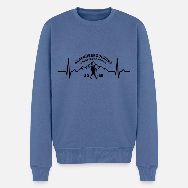 Alpenüberquerung 2025, Oberstdorf Meran, Wandern - Männer Premium Bio Pullover - Taubenblau