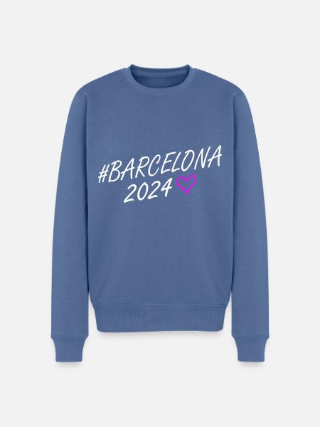 Barcelone 2024 Heart Trip - Pull Premium bio Homme - bleu pigeon