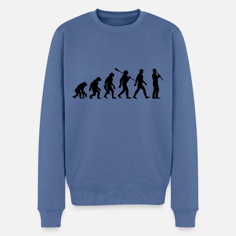 Evolution - Musiker - Klarinettist - Männer Premium Bio Pullover - Taubenblau