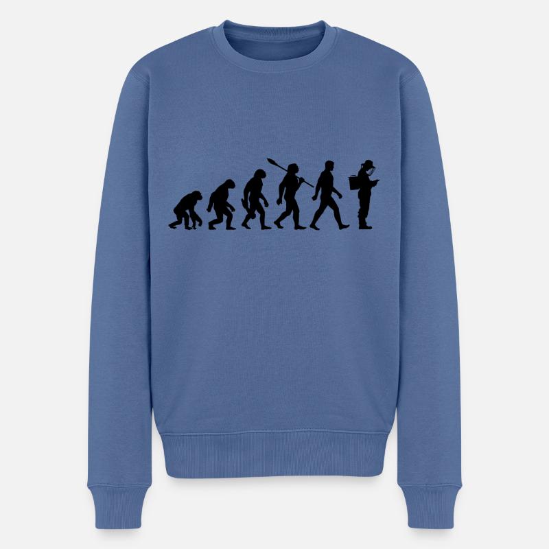 Evolution - Beekeepers - Bees - Beekeeping - Men's Premium Organic Jumper - stone blue