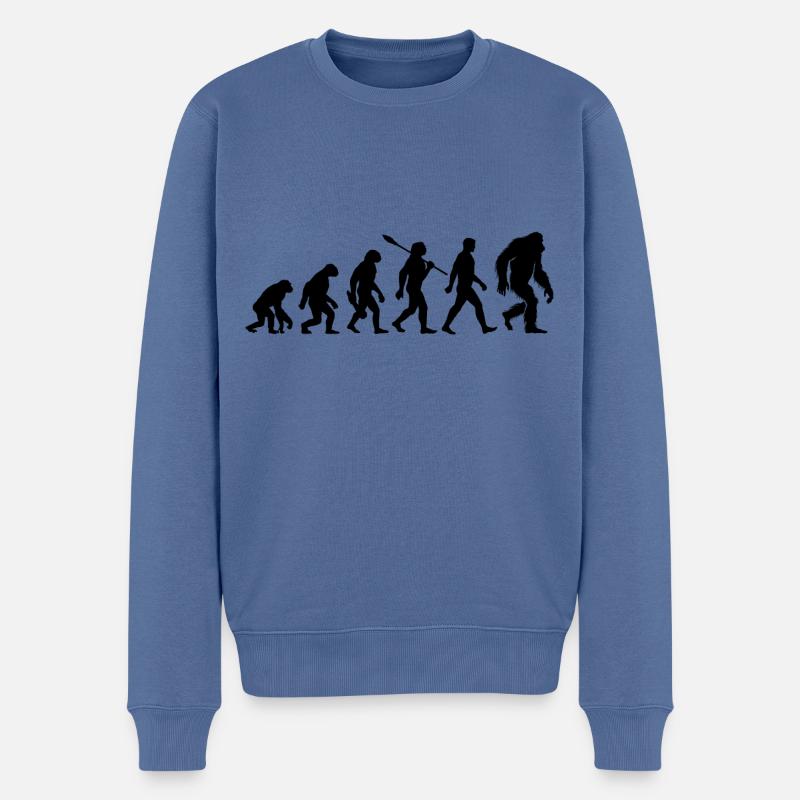 Evolution - Bigfoot - Yeti - Männer Premium Bio Pullover - Taubenblau
