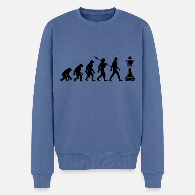 Evolution - Échecs - Joueurs d’échecs - Pull Premium bio Homme - bleu pigeon