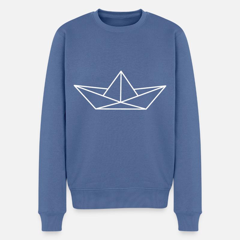 Boot Geometrisch Linie - Männer Premium Bio Pullover - Taubenblau