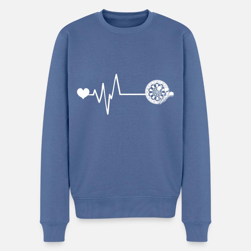 Fléchettes Sport Pulse Heartbeat - Pull Premium bio Homme - bleu pigeon