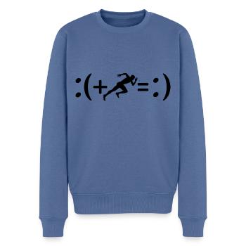 Sprint Makes Me Happy, Formule du Bonheur - Pull Premium bio Homme - bleu pigeon - Devant - Nico (187cm)