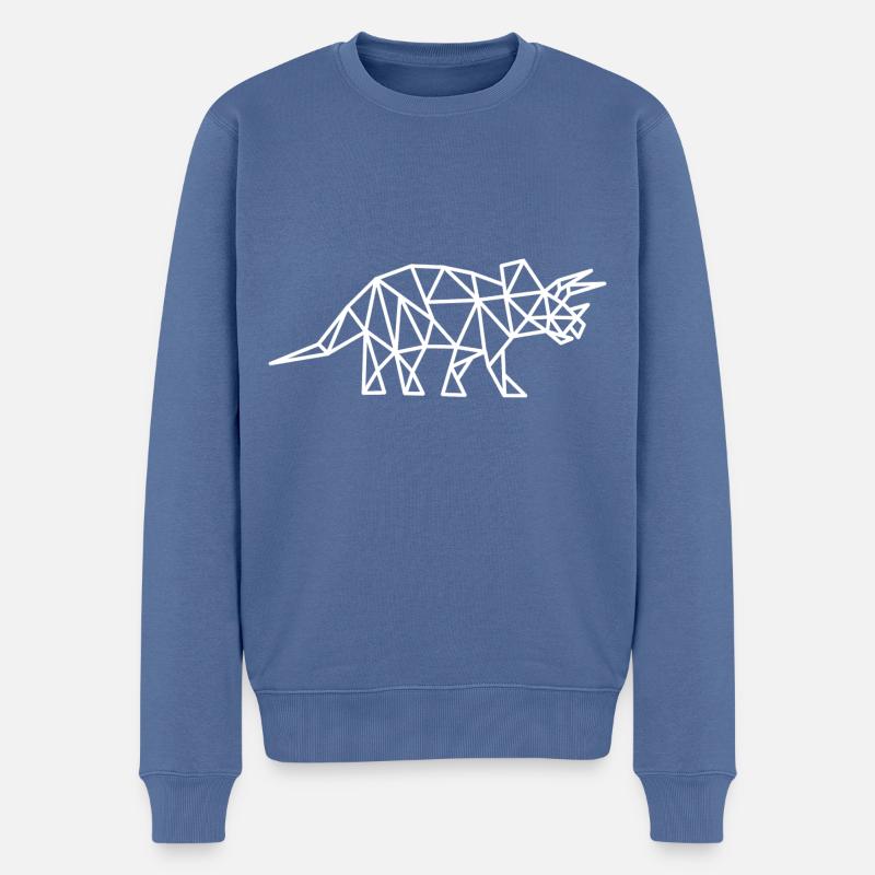 Triceratops Geometrisch Linien - Männer Premium Bio Pullover - Taubenblau