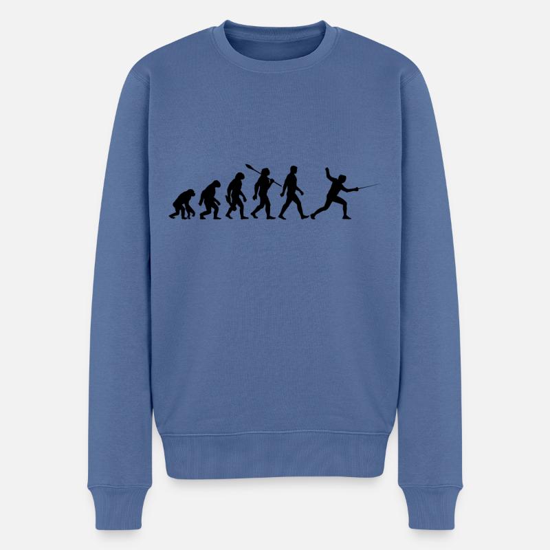Evolution - Fechten - Fechter - Kampfsport - Männer Premium Bio Pullover - Taubenblau