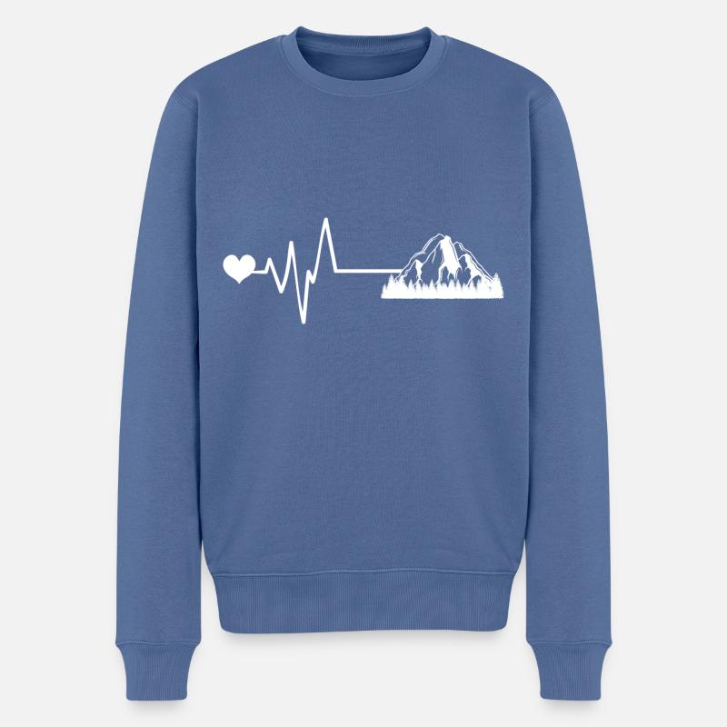 Berge Puls Herz - Männer Premium Bio Pullover - Taubenblau