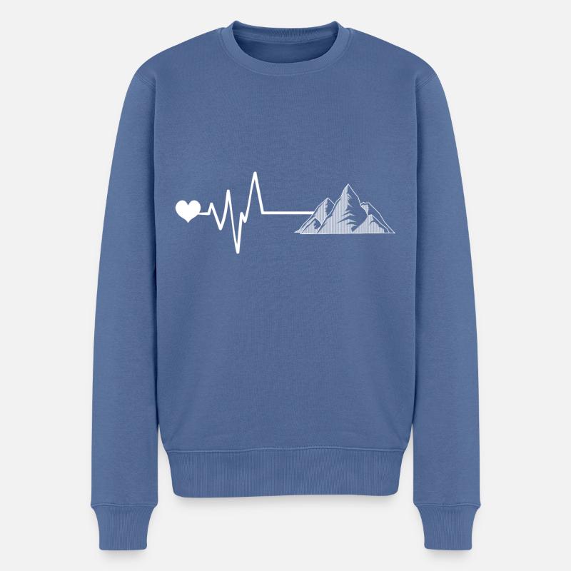 Heartbeat Mountains Mountains Love - Pull Premium bio Homme - bleu pigeon