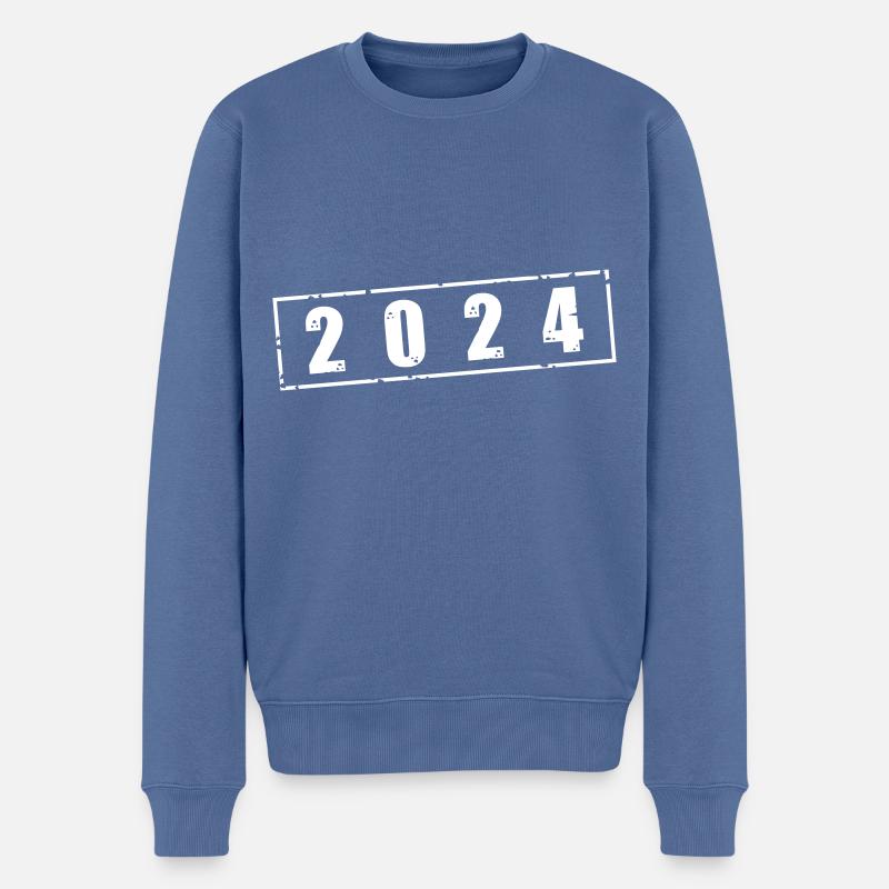 Année 2024 - Pull Premium bio Homme - bleu pigeon