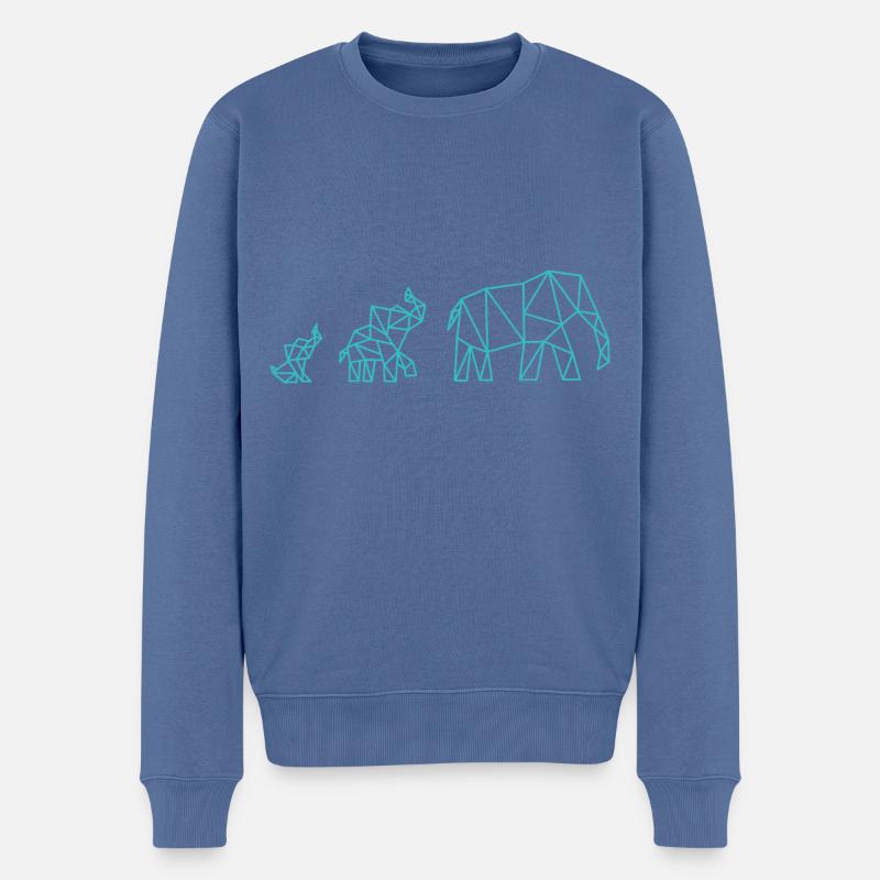 Elefant Geometrisch Familie - Männer Premium Bio Pullover - Taubenblau