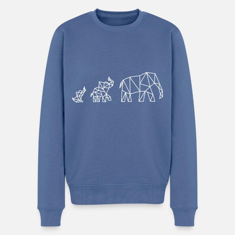 Famille Elephant Geometric - Pull Premium bio Homme - bleu pigeon