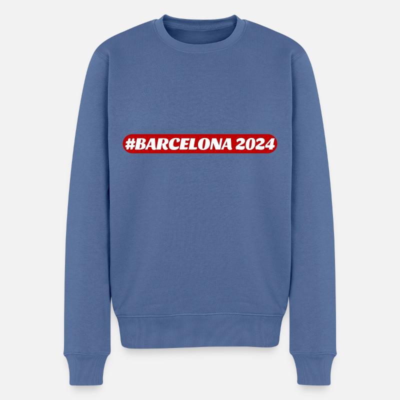 Barcelona 2024 - Männer Premium Bio Pullover - Taubenblau
