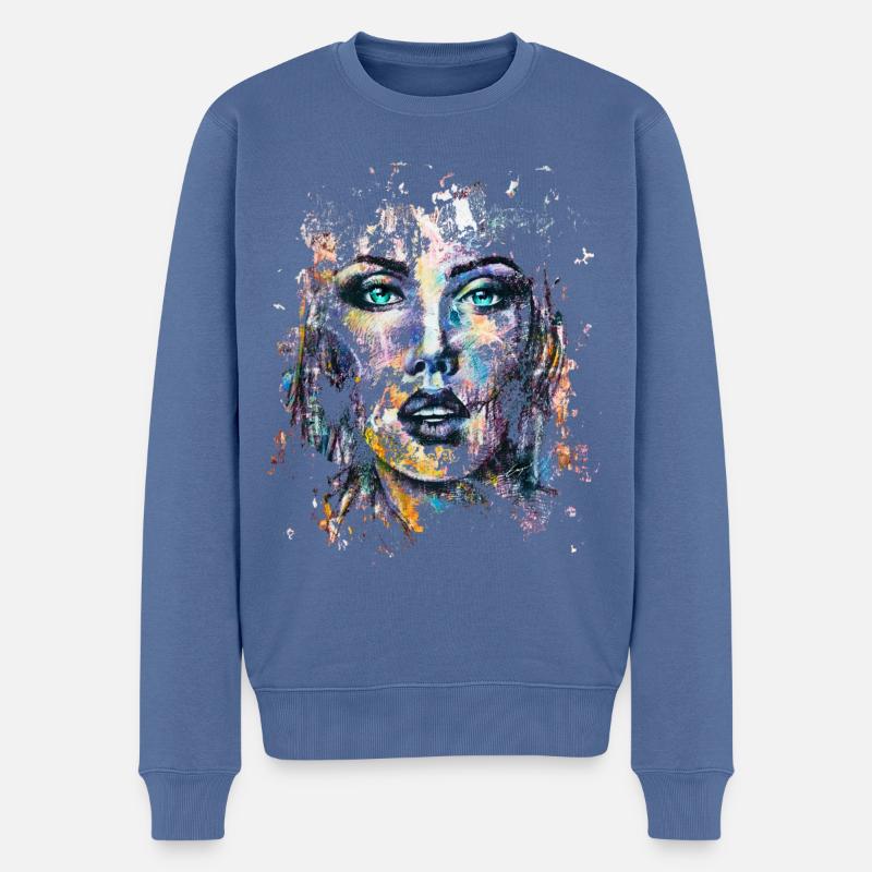 BELLE DE BEAUBOURG II - Pull Premium bio Homme - bleu pigeon