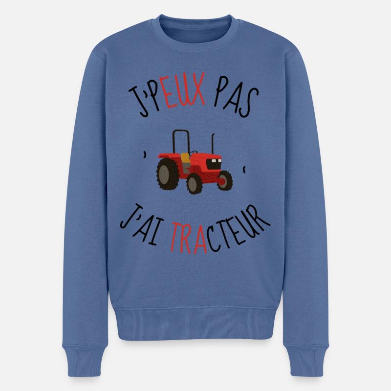 j'peux pas j'ai Tracteur - Pull Premium bio Homme - bleu pigeon