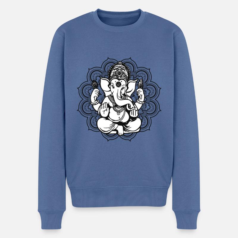 Ganesha Mandala - Männer Premium Bio Pullover - Taubenblau