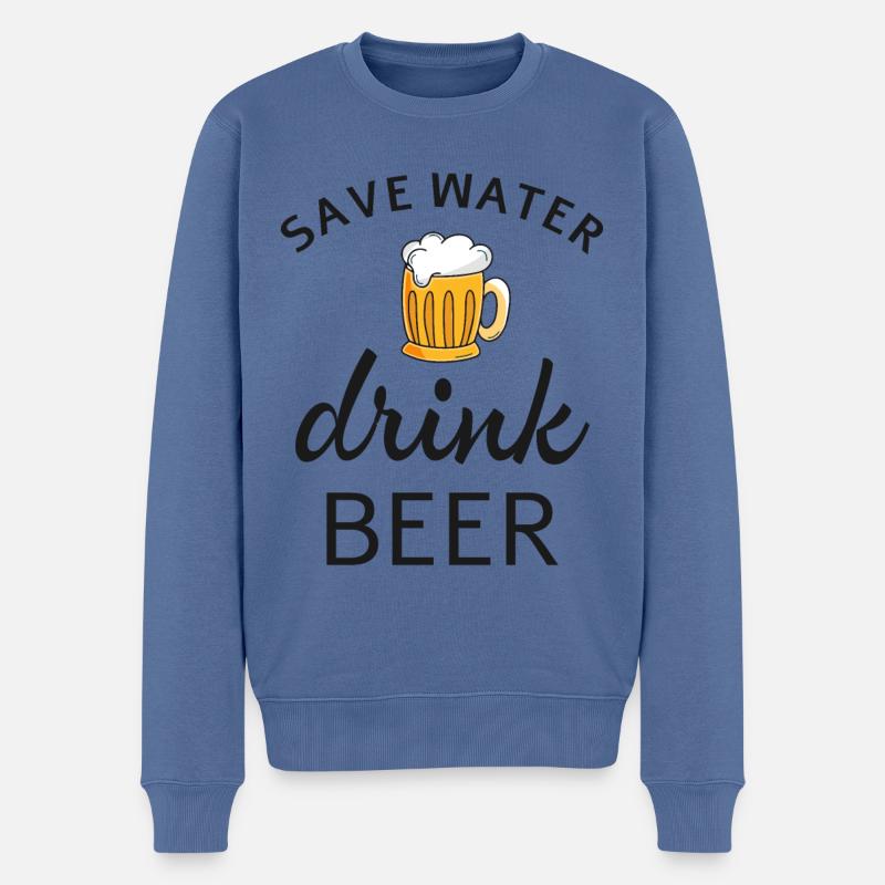 Spare Wasser Trink Bier - Männer Premium Bio Pullover - Taubenblau