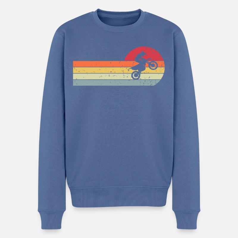 Motocross Retro Vintage - Männer Premium Bio Pullover - Taubenblau