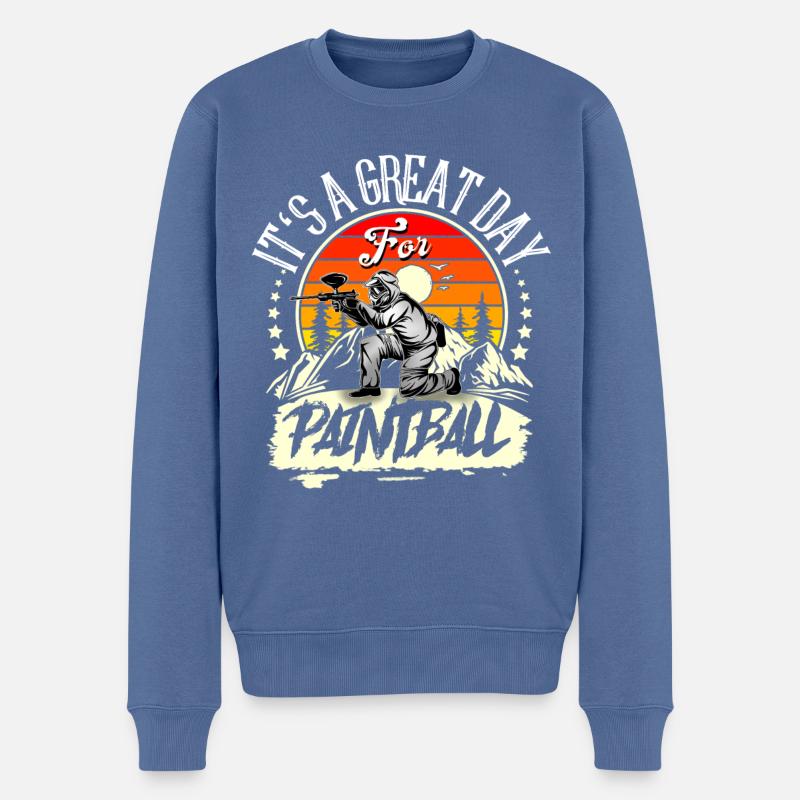 Paintball - Pull Premium bio Homme - bleu pigeon