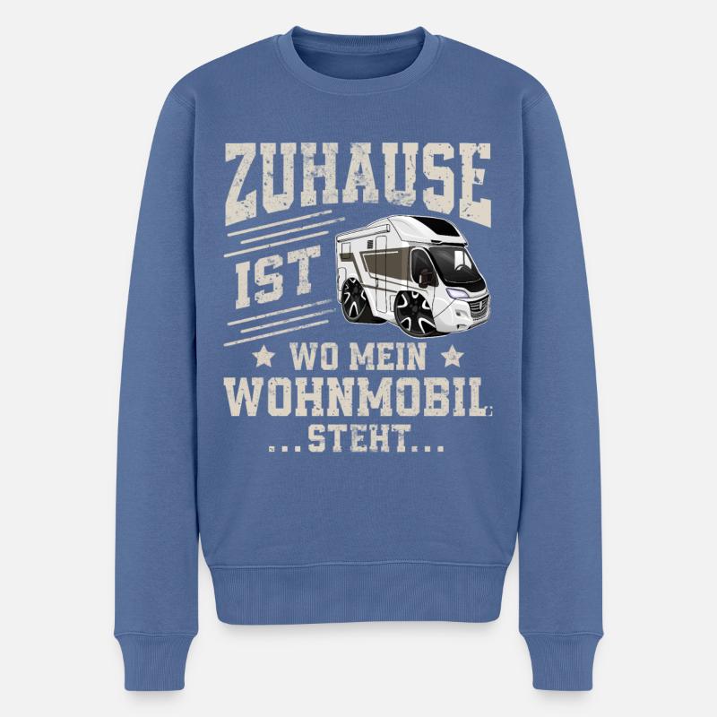 Camping Camper Campen - Männer Premium Bio Pullover - Taubenblau