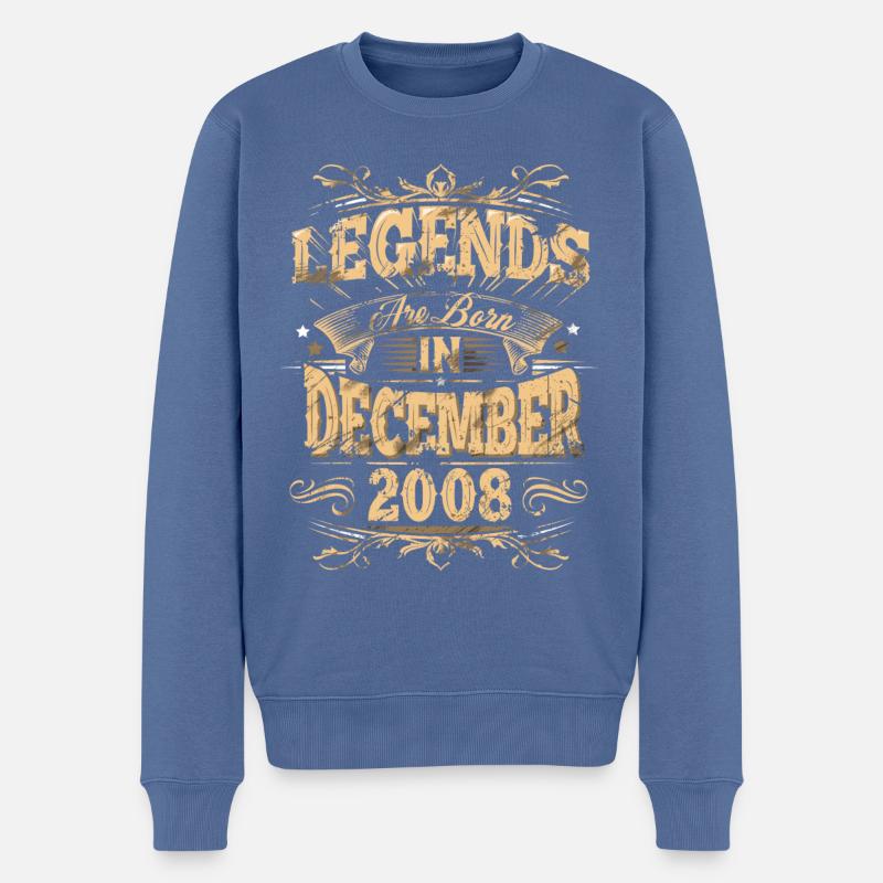 2008 Décembre Birthday Legend - Pull Premium bio Homme - bleu pigeon