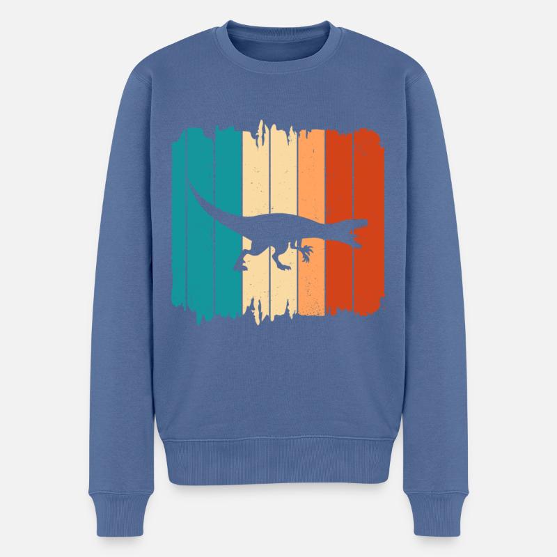 Dino Dinosaurier velociraptor - Männer Premium Bio Pullover - Taubenblau