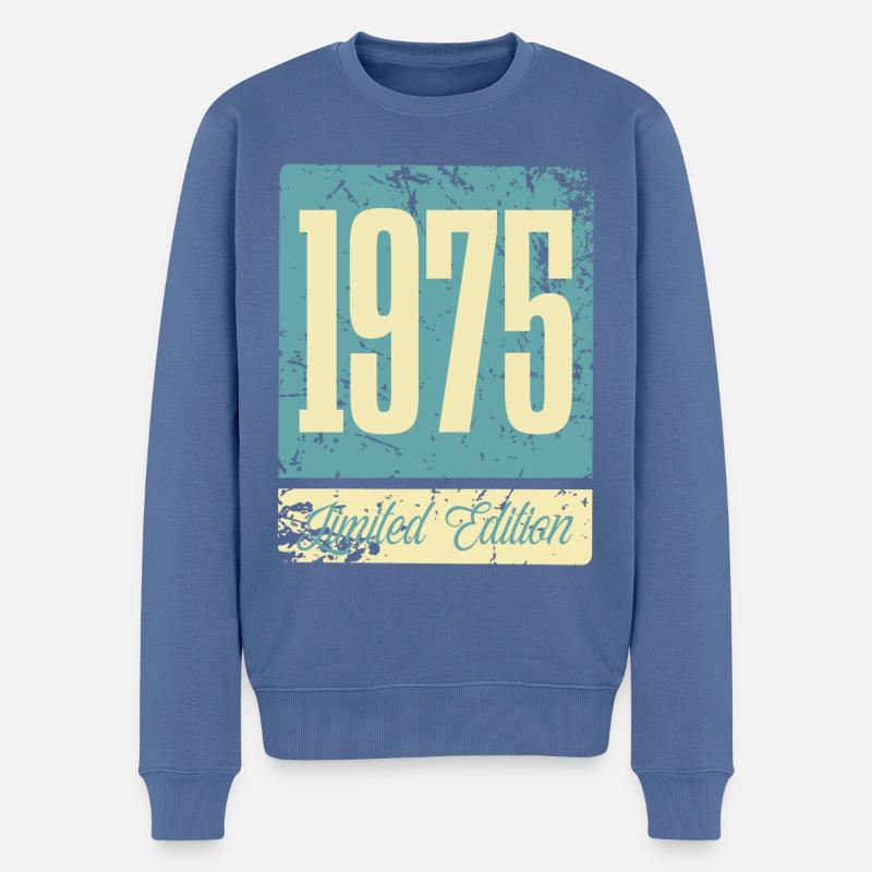 1975 Geboren Geburtstag Geburtsjahr - Männer Premium Bio Pullover - Taubenblau