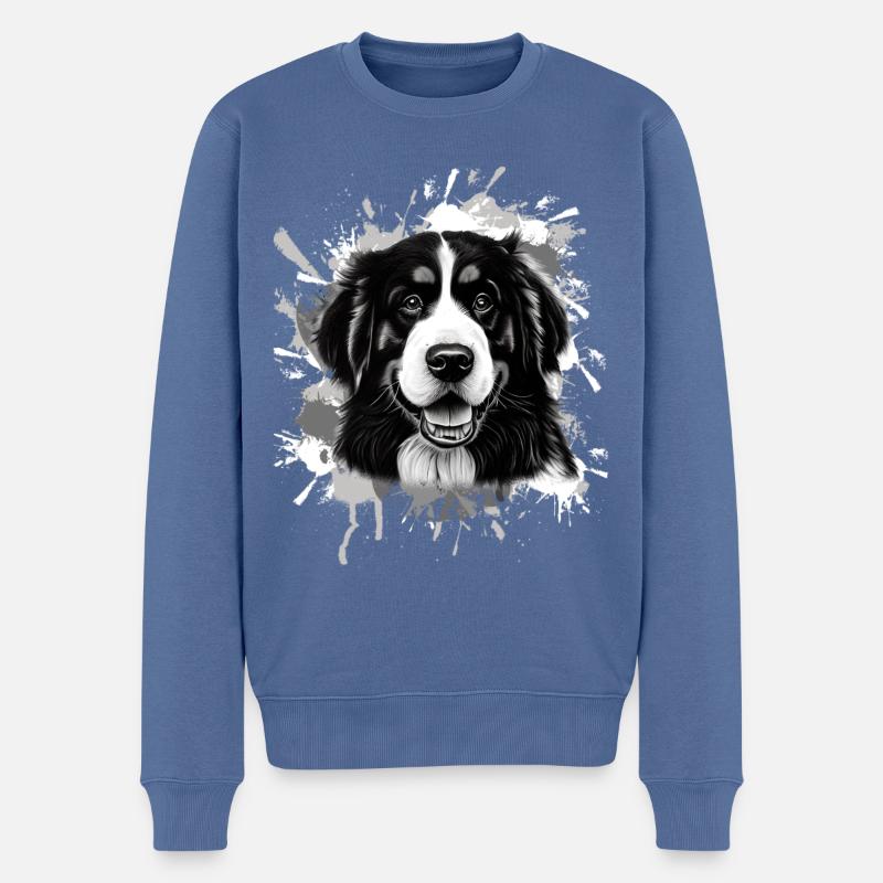 Chien Bernadin - Pull Premium bio Homme - bleu pigeon