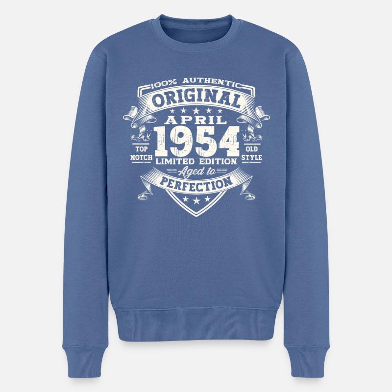 69. Geburtstag Mann April Jahrgang 1954 Original - Männer Premium Bio Pullover - Taubenblau
