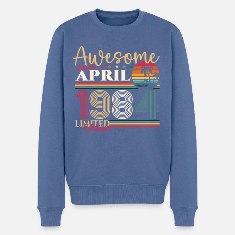 39. Geburtstag Mann April Jahrgang 1984 Awesome - Männer Premium Bio Pullover - Taubenblau
