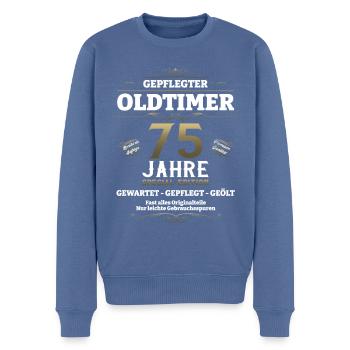 75. Geburtstag Mann Oldtimer Jahrgang 1948 - Männer Premium Bio Pullover - Taubenblau - Vorne - Nico (187cm)