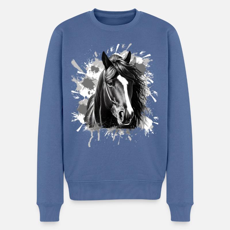 Cheval - Pull Premium bio Homme - bleu pigeon