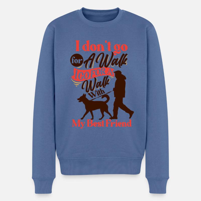 Ich gehe mit meinem besten Freund spazieren, Gassi - Männer Premium Bio Pullover - Taubenblau
