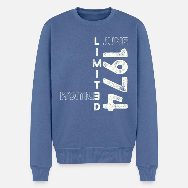 49. Geburtstag Mann Original Juni Jahrgang 1974 - Männer Premium Bio Pullover - Taubenblau