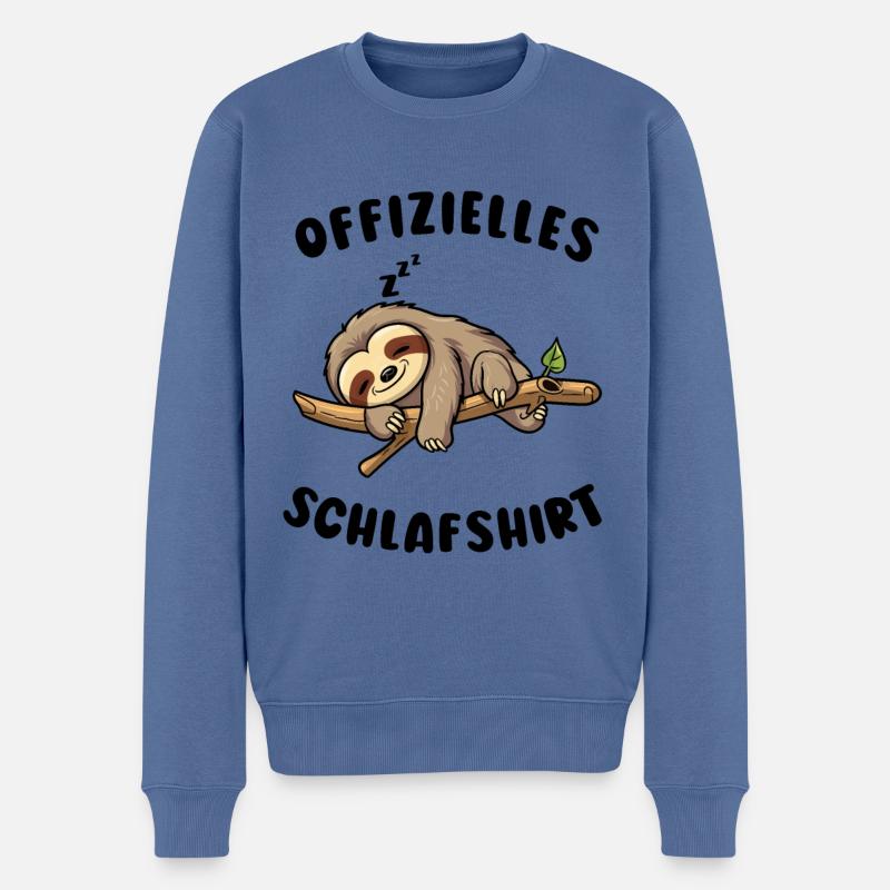 Faultier Lustiger Spruch: Offizielles Schlafshirt - Männer Premium Bio Pullover - Taubenblau