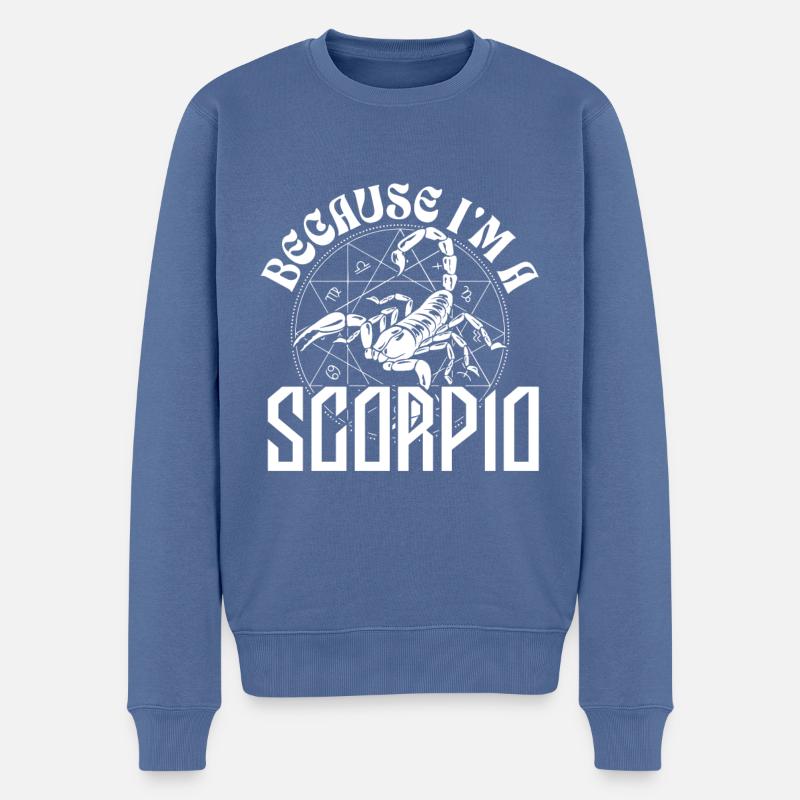 Weil ich ein Skorpion - Sternzeichen bin - Männer Premium Bio Pullover - Taubenblau