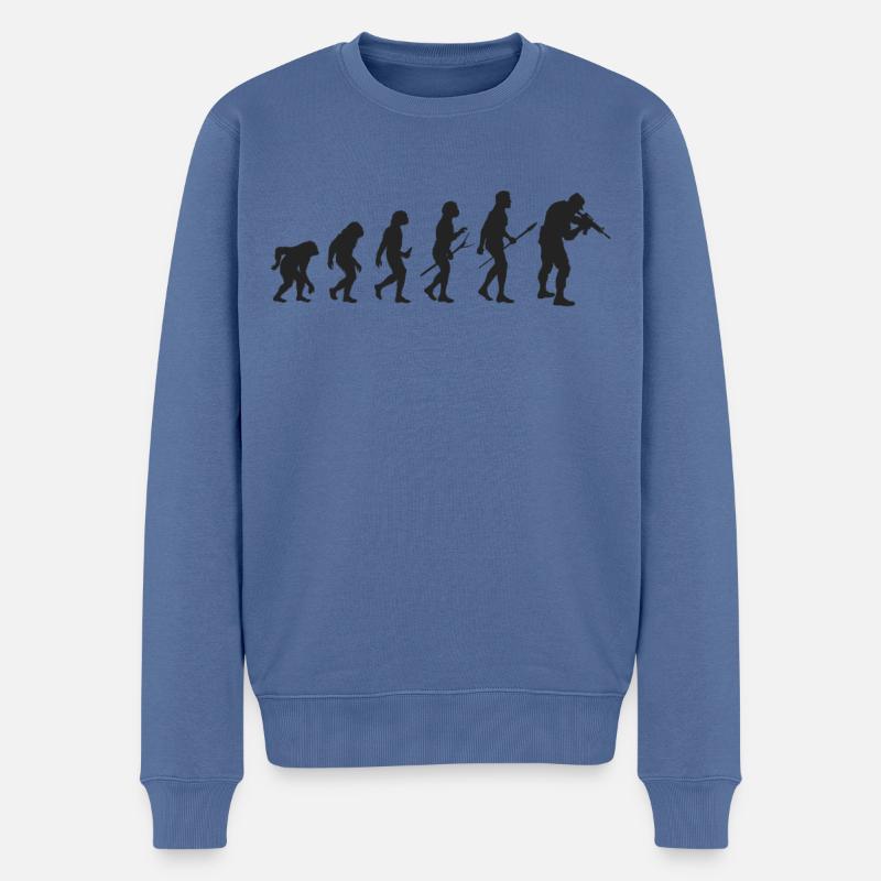 Évolution Militaire - Pull Premium bio Homme - bleu pigeon